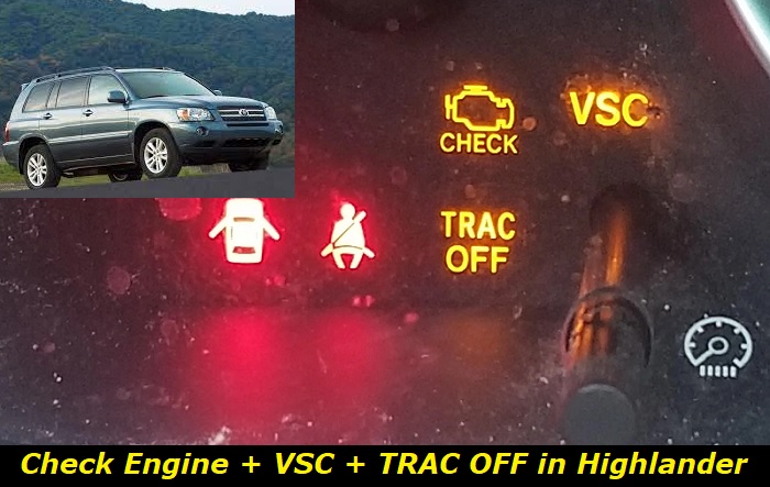 check engine vsc trac off highlander